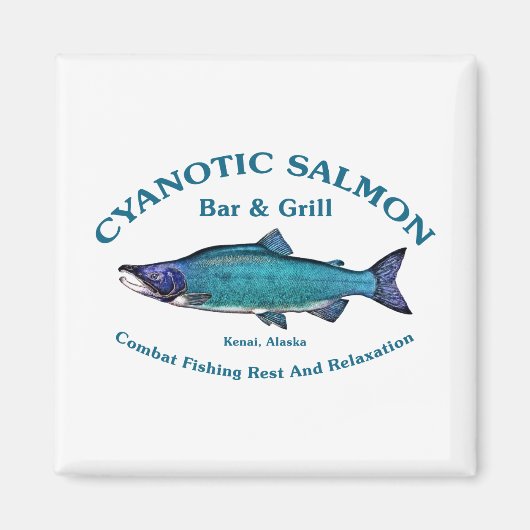 Cyanotic Salmon Bar en Grill Magneet (Voorkant)