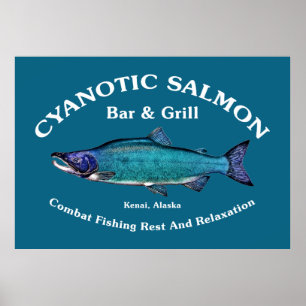 Cyanotic Salmon Bar en Grill Poster