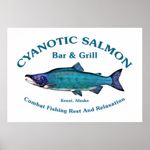 Cyanotic Salmon Bar en Grill Poster