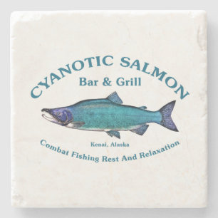 Cyanotic Salmon Bar en Grill Stenen Onderzetter