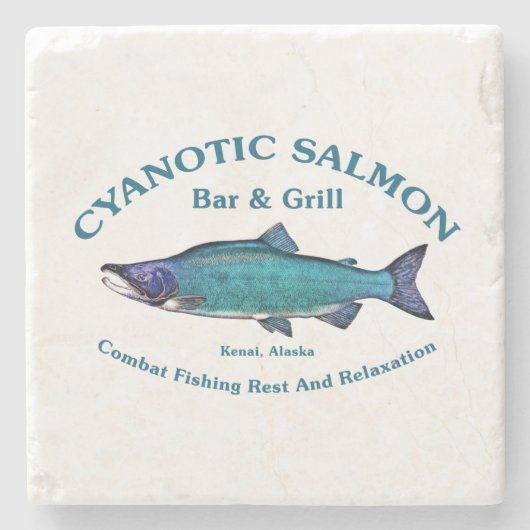 Cyanotic Salmon Bar en Grill Stenen Onderzetter (Voorkant)