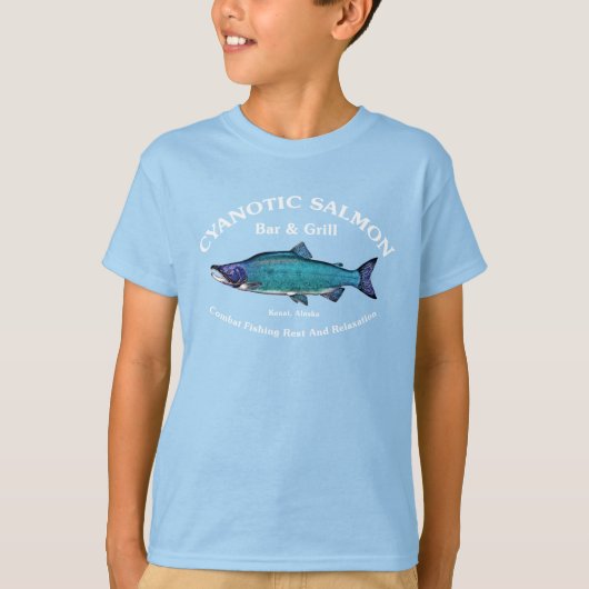 Cyanotic Salmon Bar en Grill T-shirt (Voorkant)