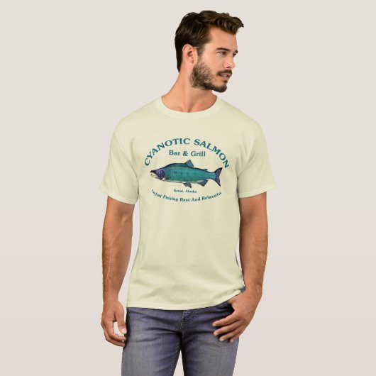 Cyanotic Salmon Bar en Grill T-shirt (Voorkant volledig)