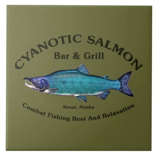 Cyanotic Salmon Bar en Grill Tegeltje (Voorkant)