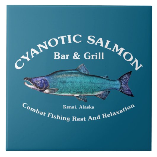 Cyanotic Salmon Bar en Grill Tegeltje (Voorkant)