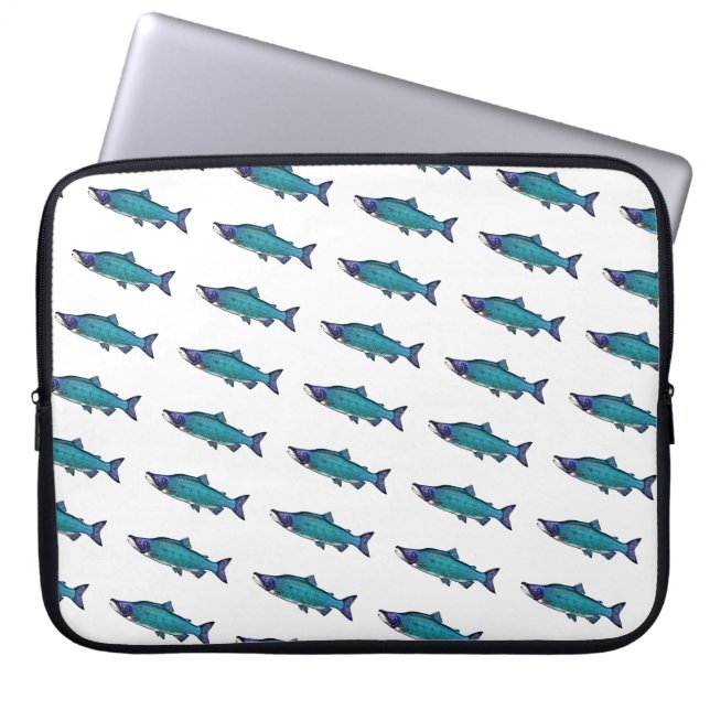Cyanotic Salmon Laptop Sleeve (Voorkant)
