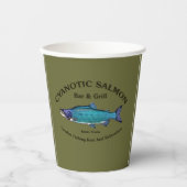 Cyanotische Zalm Bar & Grill Paper Cups Papieren Bekers (Voorkant)