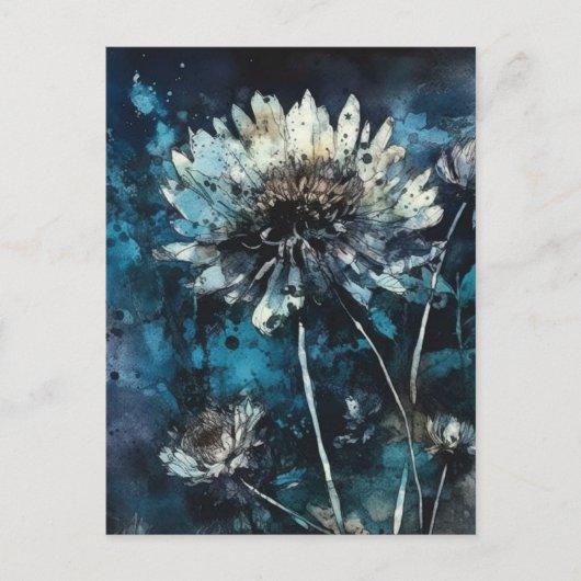 cyanotype alcoholinkt waterverf Florals Briefkaart (Voorkant)