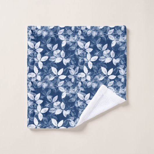 Cyanotype Blauw Blad Print Bad Handdoek (Wasdoekje)