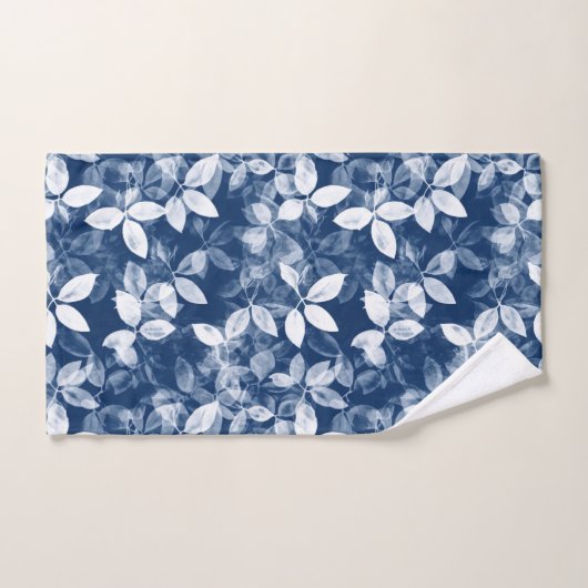 Cyanotype Blauw Blad Print Bad Handdoek (Handdoek)