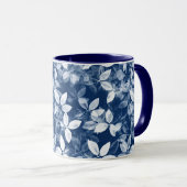 Cyanotype Blauw Blad Print Mok (Voorkant rechts)