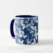 Cyanotype Blauw Blad Print Mok (Voorkant links)