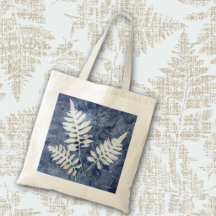 Cyanotype Blauwe Botanische Varens en Klavertjes