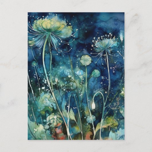 cyanotype Bloemen Briefkaart (Voorkant)