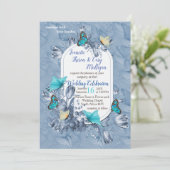 Cyanotype kleuren en Bezoekende Butterflies. Kaart (Staand voorkant)