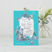 Cyanotype kleuren en Bezoekende Butterflies. Kaart (Staand voorkant)