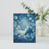 Cyanotype Paardebloem eenhoorn dromen Briefkaart (Staand voorkant)