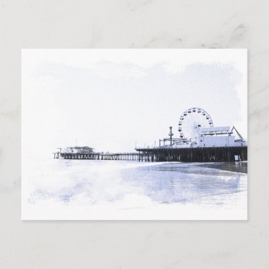 Cyanotype Santa Monica Pier Briefkaart (Voorkant)