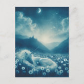 Cyanotype Slaapeenhoorn Paardebloem Dromen Briefkaart (Voorkant)