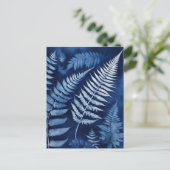 Cyanotype van de blauwe varen briefkaart (Staand voorkant)
