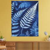 Cyanotype van de blauwe varen canvas afdruk (Insitu (Woonkamer))