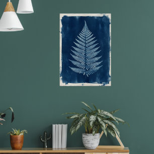 Cyanotype Varens Botanische Kunst Poster Blauwe