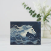 Cyanotype zwemt in de oceaan briefkaart (Staand voorkant)