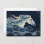 Cyanotype zwemt in de oceaan briefkaart (Voorkant / Achterkant)