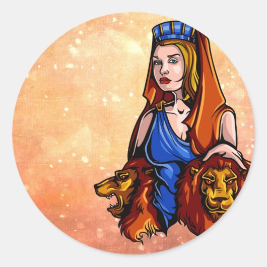 Cybele de Natuur Goddess met twee leeuwen Ronde Sticker (Voorkant)