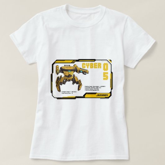 Cyber 05 Mech Robot Design T-shirt (Design voorkant)