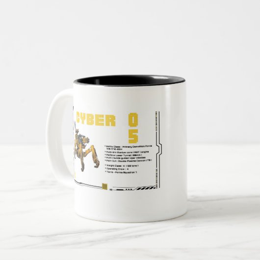 Cyber 05 Mech Robot Design Tweekleurige Koffiemok (Voorkant links)