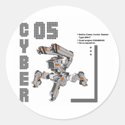 Cyber 05 Mech robot Ronde Sticker (Voorkant)
