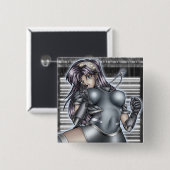Cyber Anime Girl Vierkante Button 5,1 Cm (Voorkant /achterkant)