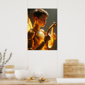 Cyber Apollo: Neon Lyre Deity Poster (Keuken)
