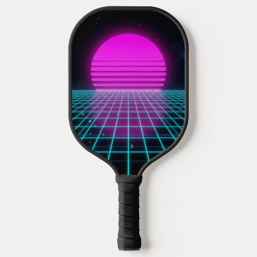 Cyber Athletic Laser Horizon Neon 80s Custom Pickleball Paddle (Voorkant)