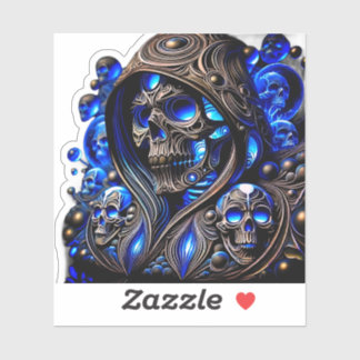 Cyber Blau Fantoom Schedel - Neon Gloei Editie Sticker