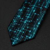 Cyber Blauw Neon Circuit Stropdas