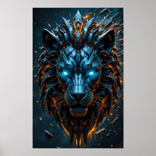 Cyber Blauwoog Leeuw Poster