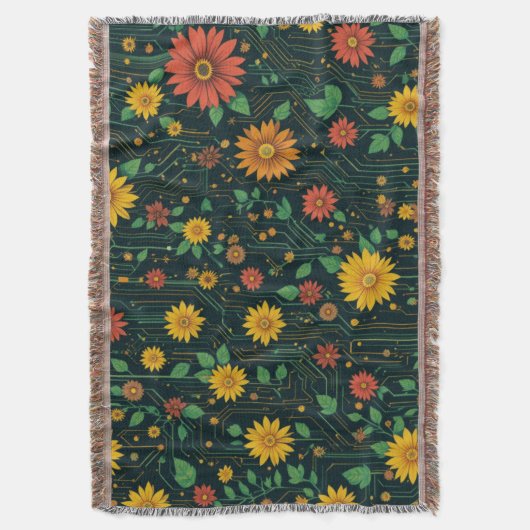 Cyber Bloom Deken (Voorkant Verticaal)