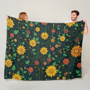 Cyber Bloom Fleece Deken