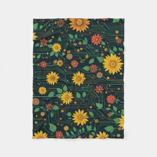 Cyber Bloom Fleece Deken (Voorkant)