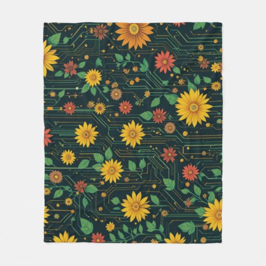 Cyber Bloom Fleece Deken (Voorkant)