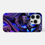 Cyber Blue Phantom Skull - Neon Glow Edition iPhone Hoesje (Achterkant horizontaal)