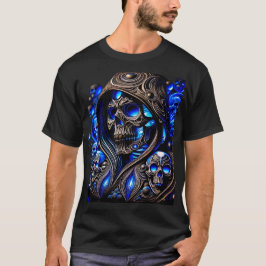 Cyber Blue Phantom Skull - Neon Glow Edition T-shirt
