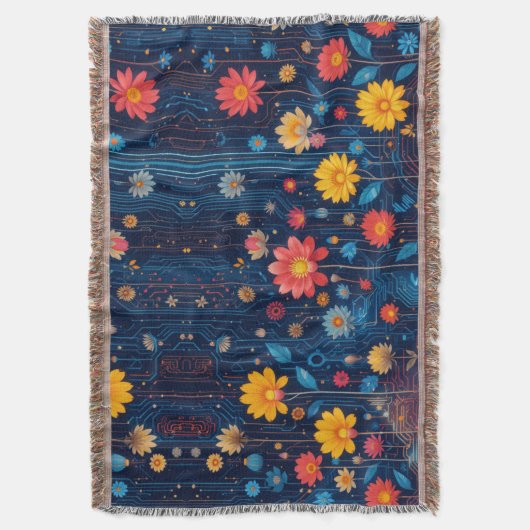 Cyber Blueish Bloom Deken (Voorkant Verticaal)