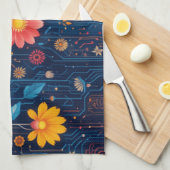 Cyber Blueish Bloom Theedoek (Quarter Fold)