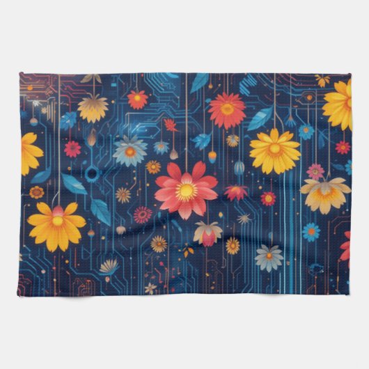 Cyber Blueish Bloom Theedoek (Horizontaal)