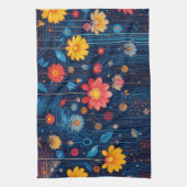 Cyber Blueish Bloom Theedoek (Verticaal)