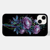 Cyber Botanical Neon Flowers Holographic Circuit  Case-Mate iPhone Case (Achterkant (horizontaal))