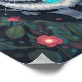 Cyber Cat Bloom | Floral cybernetic feline Poster (Hoek)